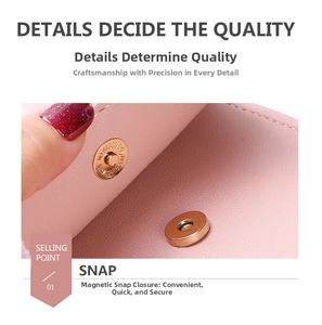 Close-up of pink leather handbag featuring a secure rose gold magnetic snap closure