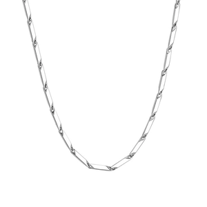 Minimalist silver titanium steel rectangular melon seed chain necklace for men hip-hop style