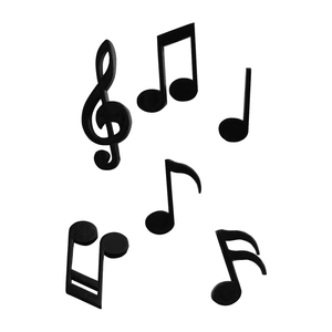 Set of 6 black musical note magnets for refrigerator decoration in creative piano styles