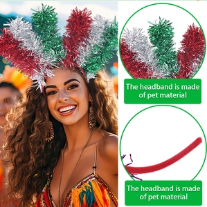 Dettaglio fascia per capelli Mardi Gras con frange scintillanti e trama in velluto morbida