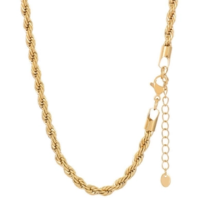 Elegant 18K gold plated stainless steel twist rope chain necklace with adjustable lobster clasp