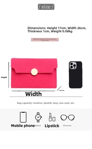 Detail view of rose red crocodile texture envelope clutch with size 17x26x1cm and gold buckle