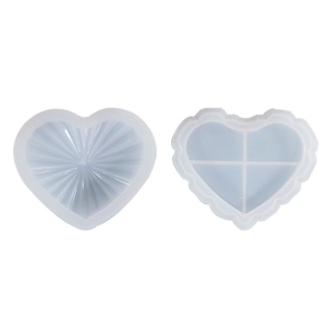 Striped heart storage box silicone molds for resin casting with lace edges and radial texture