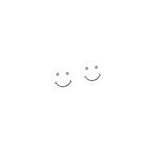Minimalist titanium steel smiley face stud earrings with white round disc design