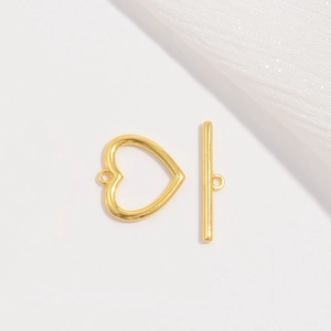 Golden heart-shaped S925 silver OT toggle clasp for handmade necklace and bracelet DIY