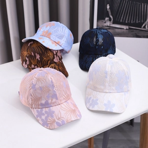 Outdoor lace baseball caps for women featuring floral embroidery in multiple soft colors