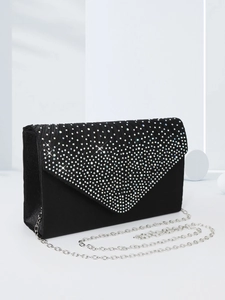 Rhinestone Evening Bag Women Satin Clutch Formal Wedding Party Purse Envelope Flap With Removable Chain Strap Luxury Bag