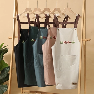 Waterproof kitchen aprons in five colors with H-back straps and front pockets