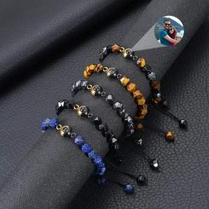 Custom photo projection bracelet with natural stones like lapis lazuli and tiger eye