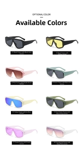 Overview of Y2K shield sunglasses collection in 8 various colors and lens tints