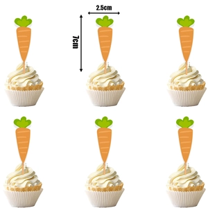 Carrot-shaped cupcake toppers for Easter party cakes measuring 2.5cm by 7cm