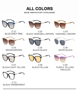 Matrix display of square sunglasses in 10 colors featuring chic pearl chain temples