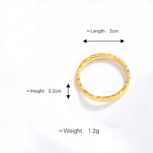 Irregular textured 18K gold plated stainless steel ring with 2cm length measurement