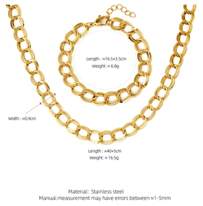 Parametri dettagliati delle dimensioni per il set di collana e bracciale in oro inox