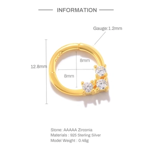 Gedetailleerde maattabel voor gouden 925 sterling zilveren ring met AAAAA zirconia