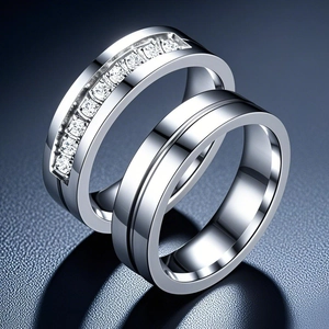 Stainless Steel Couple Rings Titanium Steel Zircon Minimalist Promise Band Ring For Men Women Non Fading Waterproof Engraved