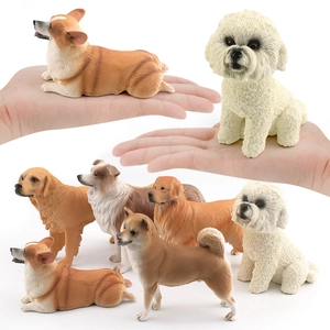 Realistic miniature dog figurines set featuring Corgi and Golden Retriever models