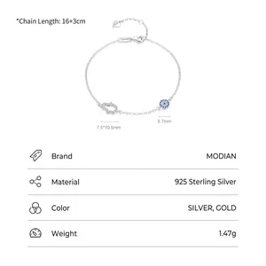 S925 sterling silver bracelet with blue evil eye and hamsa hand pendant and zircons