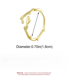 Detailed size and weight specs for the branch style adjustable ring in copper