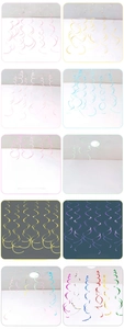 Detail showing macaron solid and electroplated shiny PVC spiral hanging party decorations
