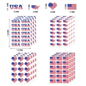 USA 250th Anniversary Independence Day sticker set with assorted flag and heart designs
