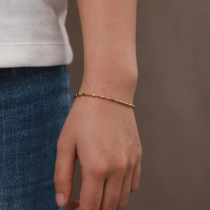 Bracelet minimaliste en acier inoxydable plaqué or 18K avec maillons ovales pour femme
