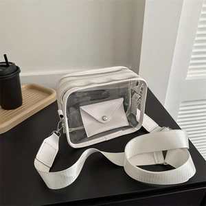 Transparent Crossbody Bag Jelly PVC Clear Small Square Messenger With Envelope Inner Pouch Wide Strap Fashion Casual Women