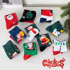 Lot de chaussettes de Noël en coton avec motifs de Père Noël et rennes de fête