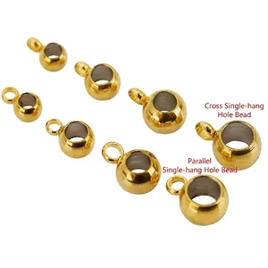18k vacuum gold plated stainless steel beads with vertical and parallel hanging loops