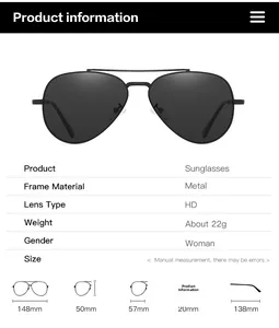 Detailed technical diagram showing polarized sunglasses dimensions in millimeters