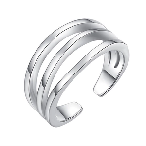 Minimalist S925 sterling silver triple layer open toe ring with polished finish