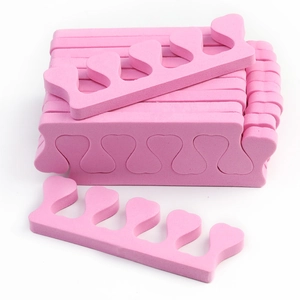 Pink EVA foam toe separators for pedicure nail art shown in a bulk pack set