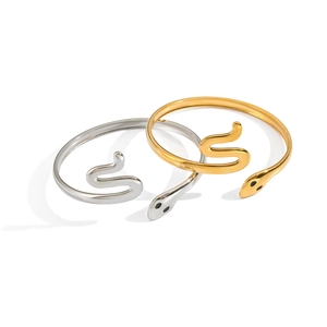 Bagues serpent ouvertes en acier inoxydable poli couleur or et argent pour femmes élégantes