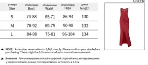 Size chart for rhinestone strapless satin dress with bust, waist, and hip measurements