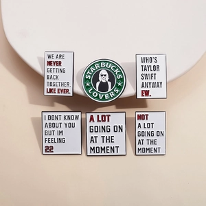 Set of 6 Taylor Swift inspired metal enamel pins with lyric quotes and song titles