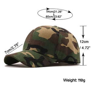 Camo baseball cap for men and women with adjustable size 54-60cm and curved brim