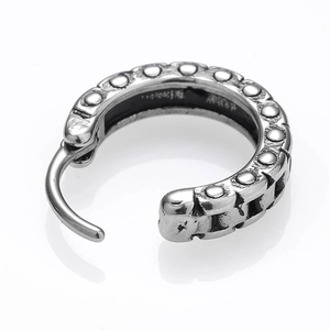 Retro silver multilayer line hoop earring for men in vintage stainless steel style