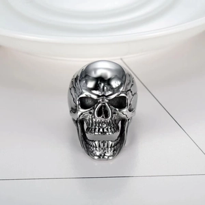 Retro Skull Head Ring Stainless Steel Polished Punk Rock Gothic Biker Jewelry For Men Unisex