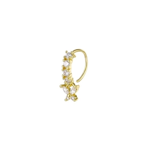 Elegant gold butterfly non-piercing nose ring with shimmering cubic zirconia gemstones