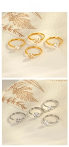 Detail of 0.8mm stainless steel nose rings with cubic zirconia in gold and silver