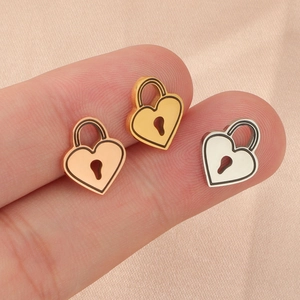 Mirror polished heart lock pendants in gold, rose gold and silver for DIY jewelry