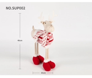 Detailed size view of plush Christmas reindeer ornament measuring 46cm by 30cm