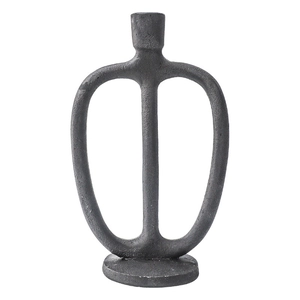 Nordic matte black iron candlestick holder with minimalist abstract geometric design