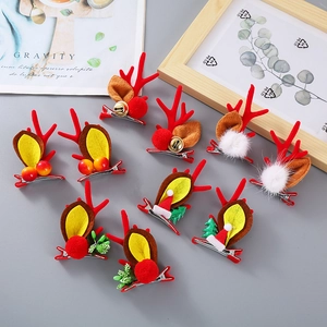 Set mit 5 Paar Weihnachts-Rentier-Haarspangen mit festlichem Plüschdekor für Kinder