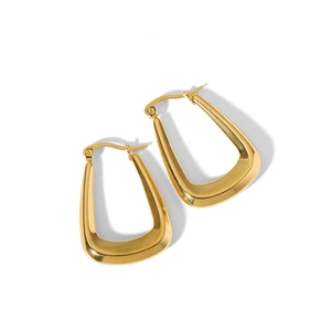 Boucles d'oreilles créoles minimalistes en forme de U en acier plaqué or 18 carats
