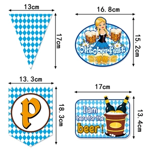 Oktoberfest party banner set with triangular and pentagonal flags for Munich festival decor