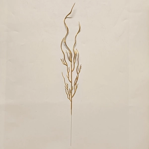 Close-up of a 45cm gold glittery decorative branch with wavy curly twigs for Xmas
