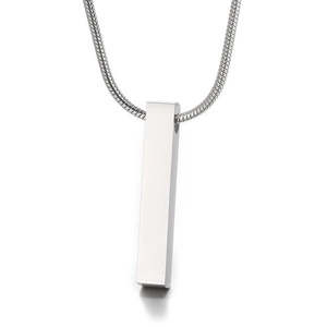 Minimalist Stainless Steel Bar Pendant Necklace 3D Geometric Vertical Pillar Snake Bone Chain For Men Women Unisex Jewelry