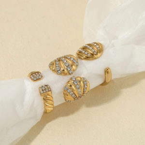 Bague Ouverte Spirale Coquillage En Acier Inoxydable 304 Avec Zircone Ajustable Bijoux Mode Tendance Thème Marin Femmes