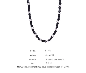 Specifications of agate beaded necklace with model P1762, weight 30g and size 40+5cm